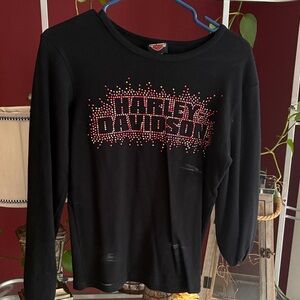 Harley-Davidson Black and Pink Embellished Top.